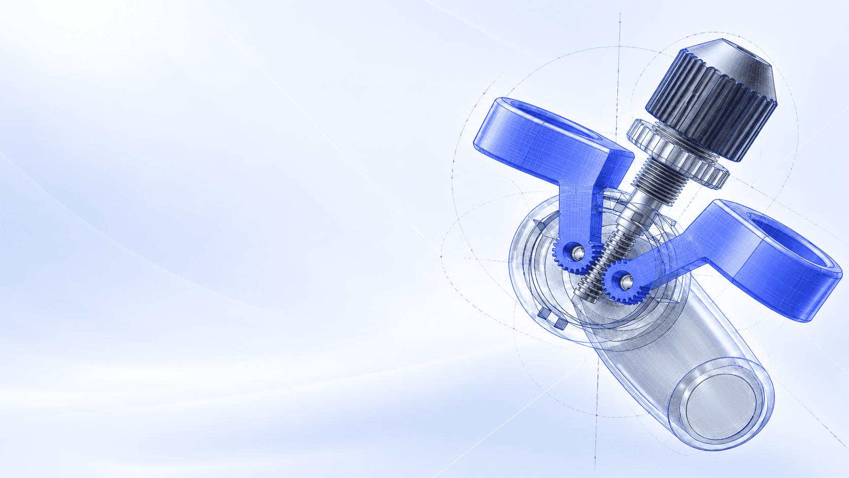 CAD rendering of a medical device and its mechanical components